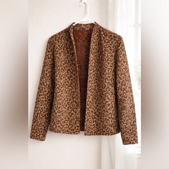 Jackets & Blazers - Vintage 80s 90s Reversible Leopard Southwestern Women’s Medium Blazer Retro Y2K